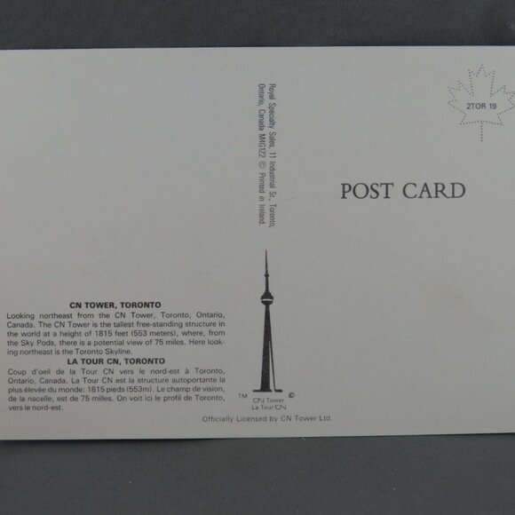 Vintage Postcard - CN Tower Photo Toronto Skyline - Royal Specialty Services - Picture 2 of 4